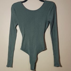Aerie Long Sleeve Ribbed Cross Back Bodysuit